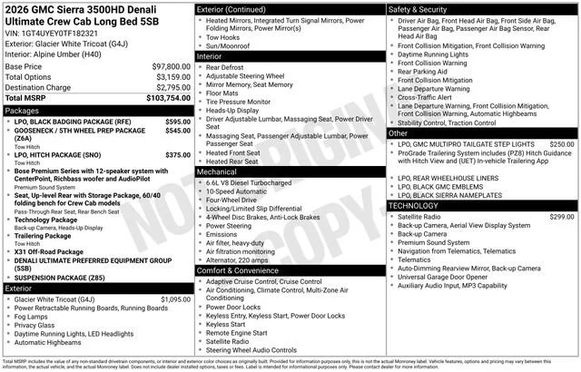 New 2026 Glacier White Tricoat GMC Denali Ultimate DRW image 37