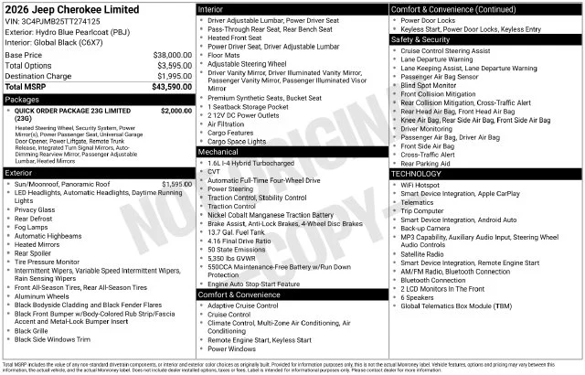 New 2026 Hydro Blue Pearl-Coat Exterior Paint Jeep Limited image 2