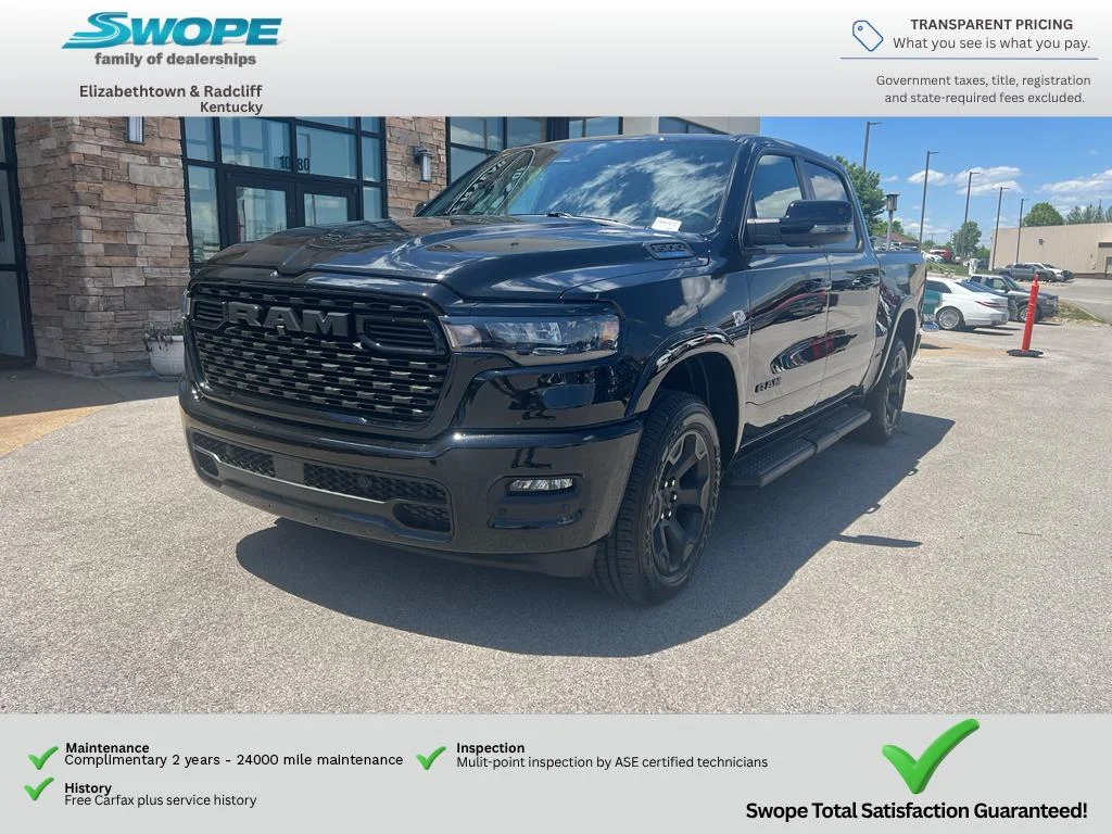 New 2026 Diamond Black Crystal Pearl-Coat Exterior Paint RAM Big Horn image 3