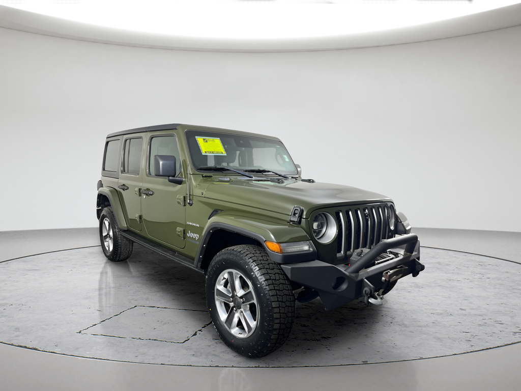 Used 2021 Green Clearcoat Jeep Unlimited Sahara image 3