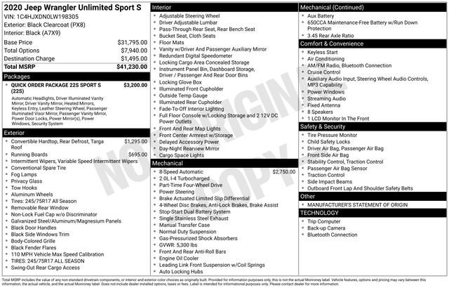 Used 2020 Black Clearcoat Jeep Sport S image 17