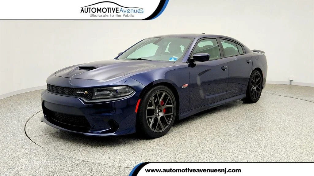 Used 2017 Contusion Blue Pearlcoat Dodge R/T Scat Pack RWD w/ Alcantara Pkg & Beats Audio image 1