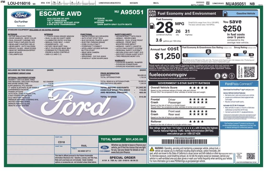 Used 2022 Silver Metallic Ford SE image 4