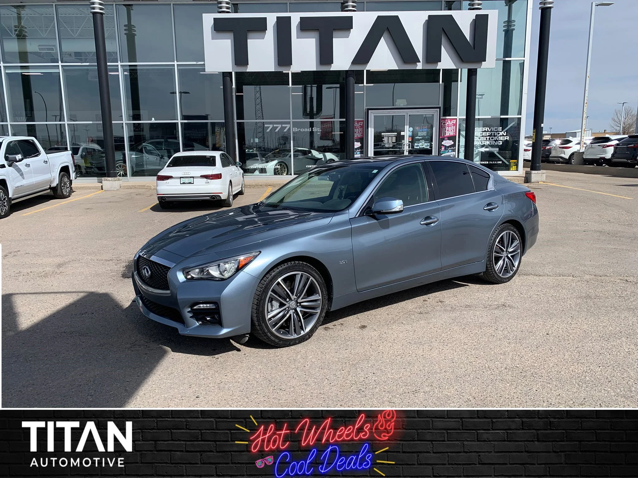 Certified Used 2017 Hagane Blue Metallic INFINITI 3.0T AWD*Hagane Blue | Remote Start | Nav | Htd Leather | Sunroof | BOSE Performance Series Audio image 1