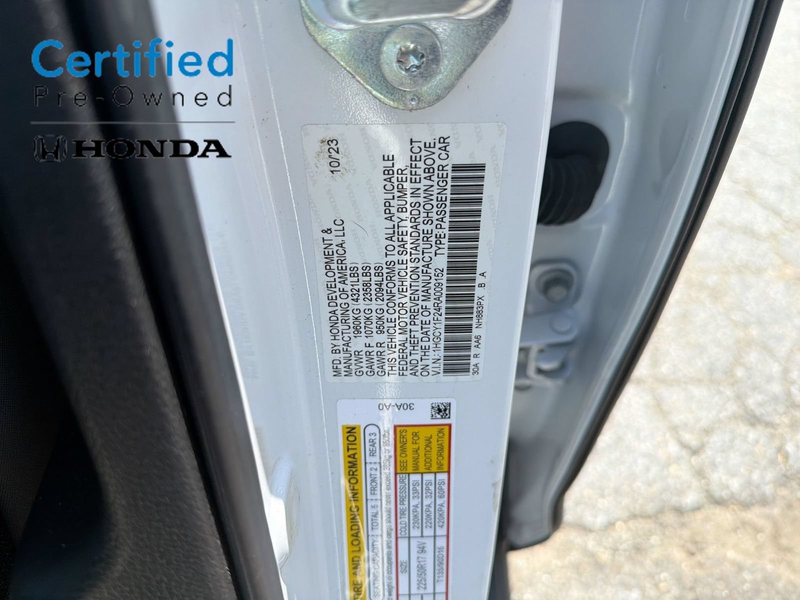 Certified Used 2024 Platinum White Pearl Honda LX image 66