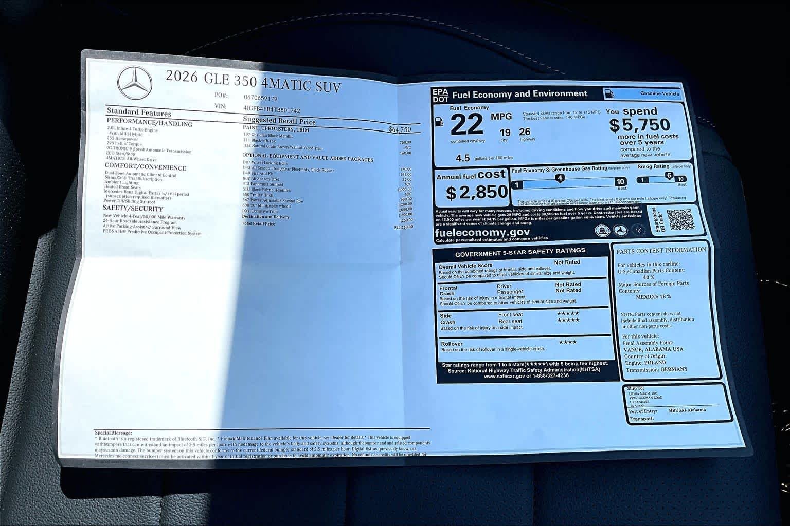 New 2026 Obsidian Black Metallic Mercedes-Benz GLE 350 image 25