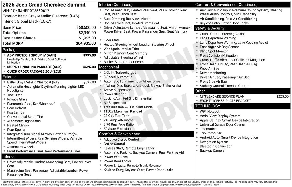 New 2026 Baltic Gray Metallic Clear-Coat Exterior Paint Jeep Summit image 33