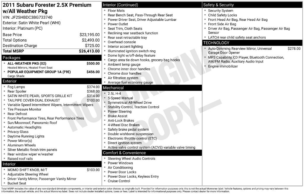 Used 2011 White Subaru 2.5X image 9