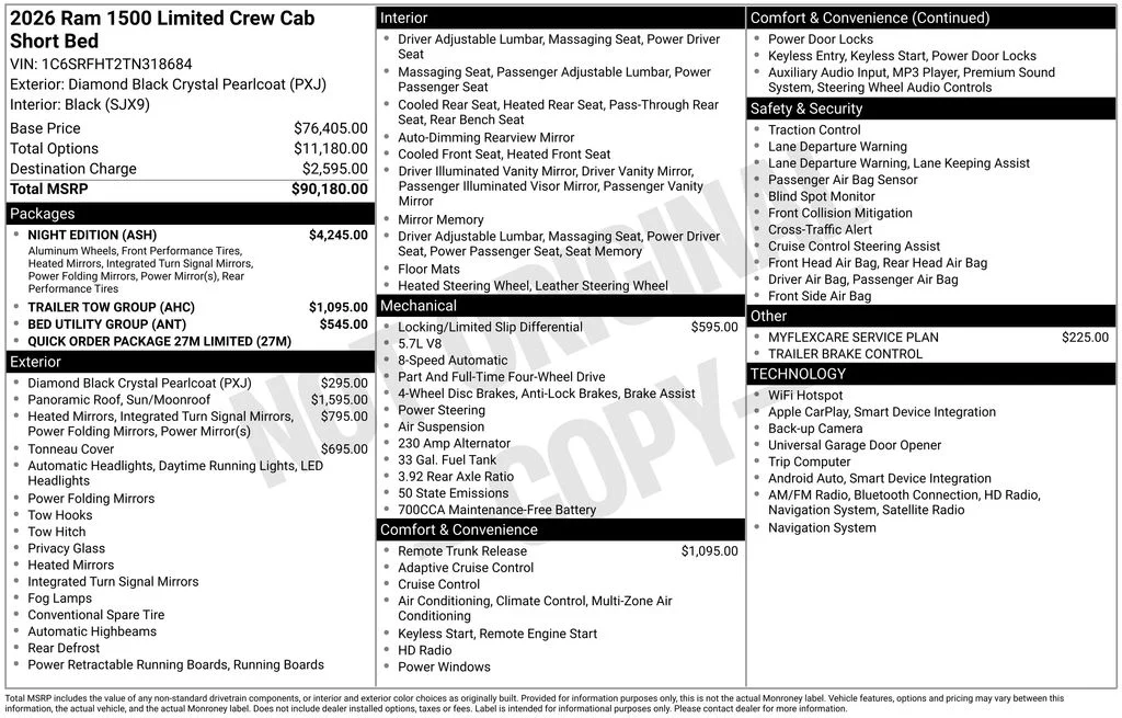 New 2026 Diamond Black Crystal Pearl-Coat Exterior Paint RAM Limited image 5