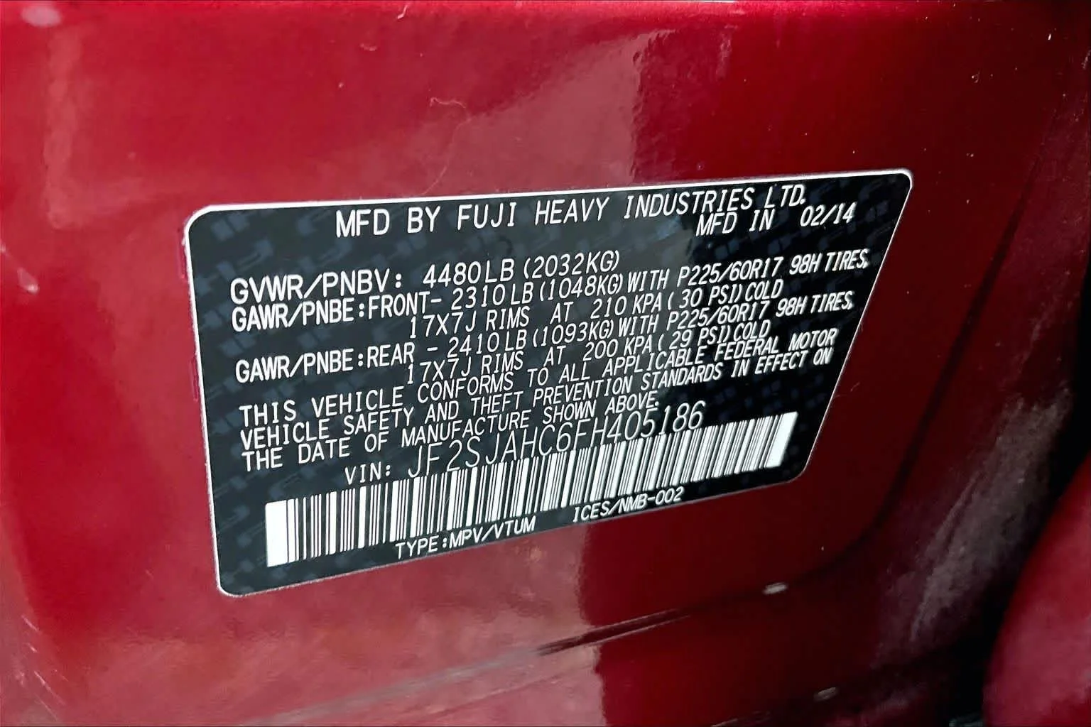 Used 2015 Venetian Red Pearl Subaru 2.5i Limited image 34