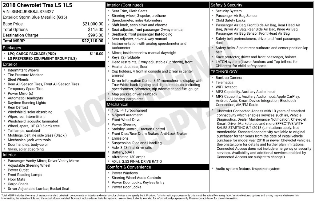 Used 2018 Blue Chevrolet LS image 10