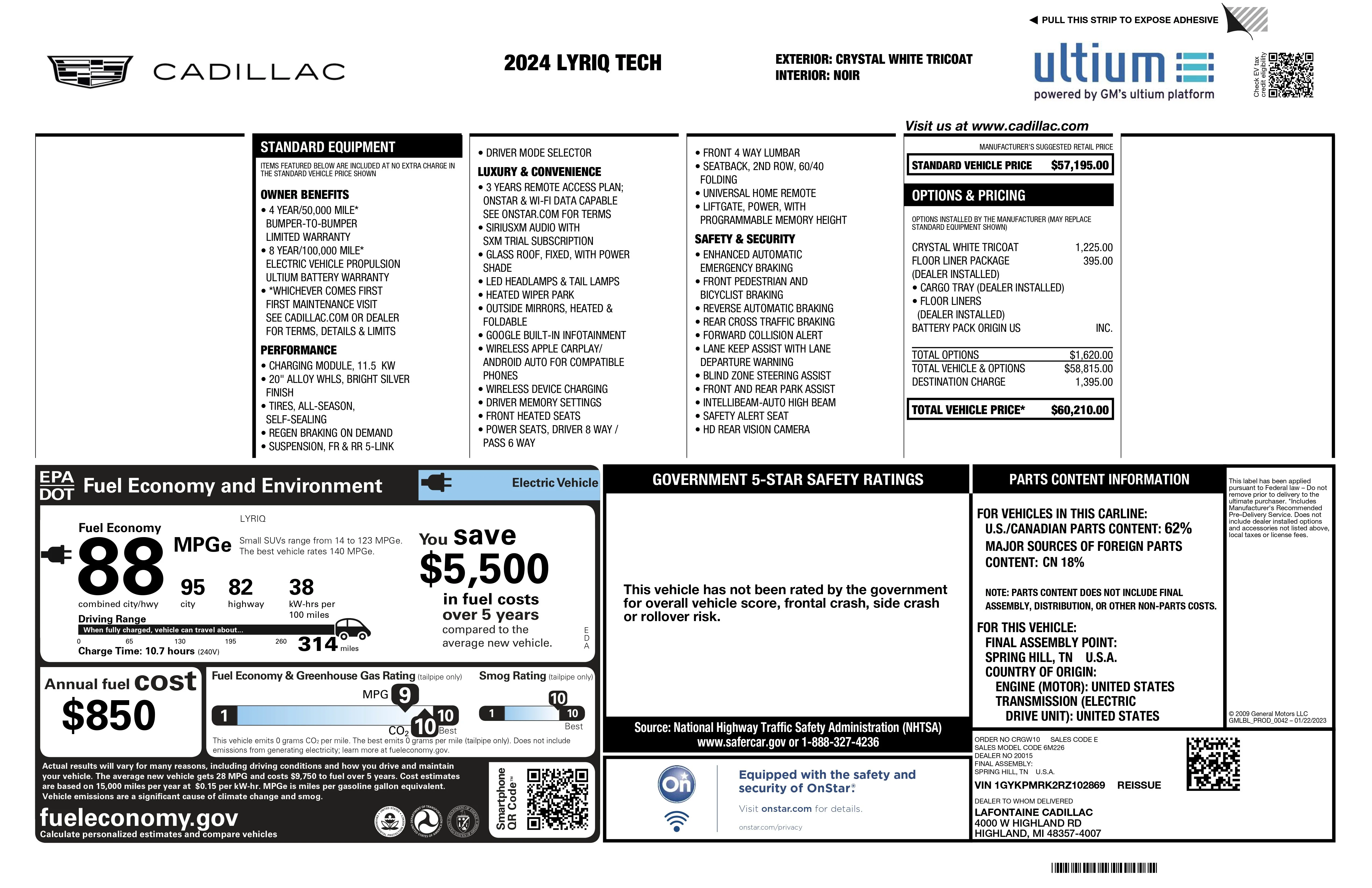 Used 2024 Crystal White Tricoat Cadillac Tech image 2