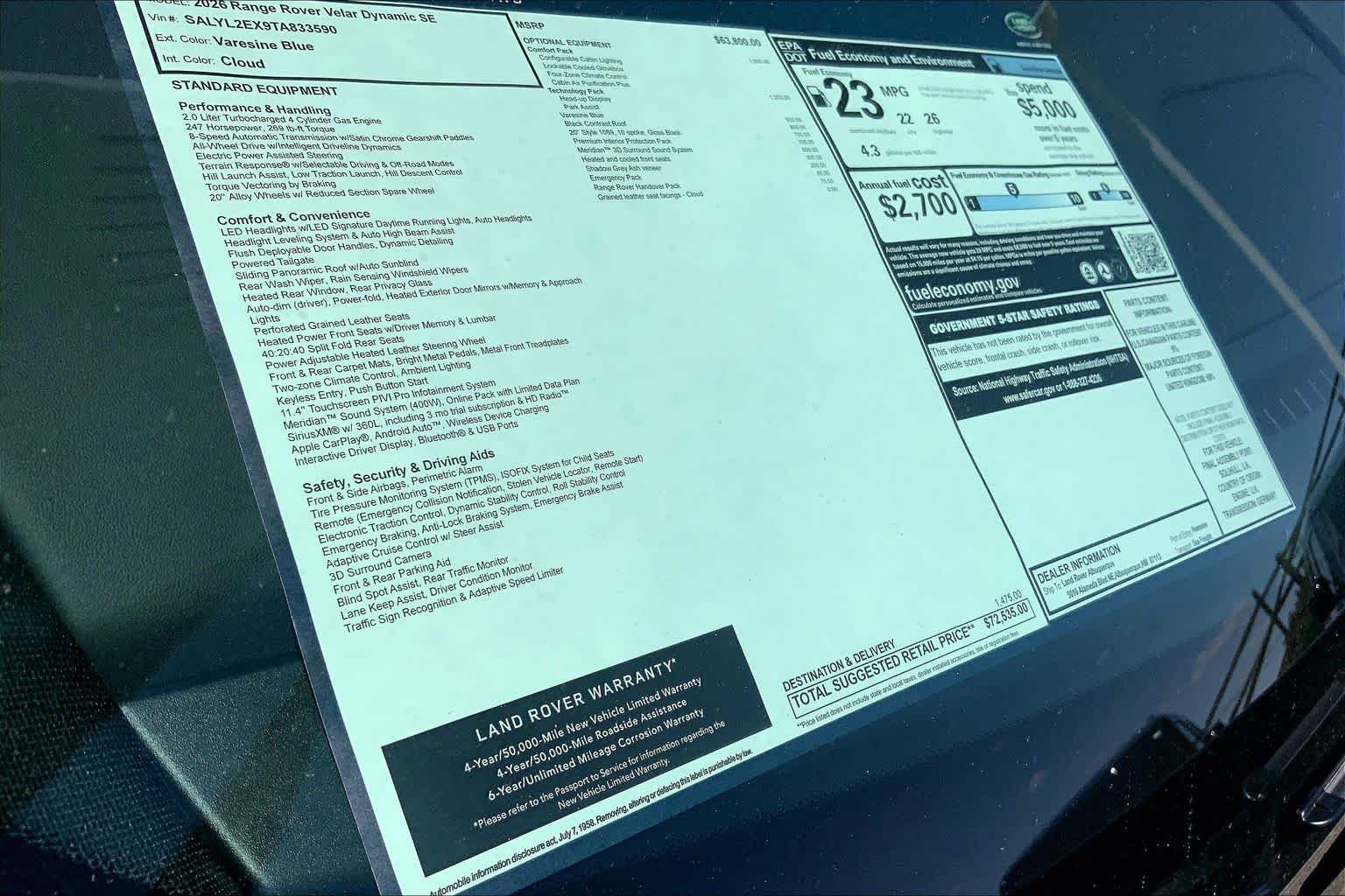 New 2026 Varesine Blue Land Rover Dynamic SE image 20