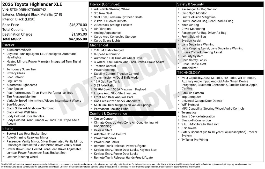 Used 2026 Black Toyota XLE image 45