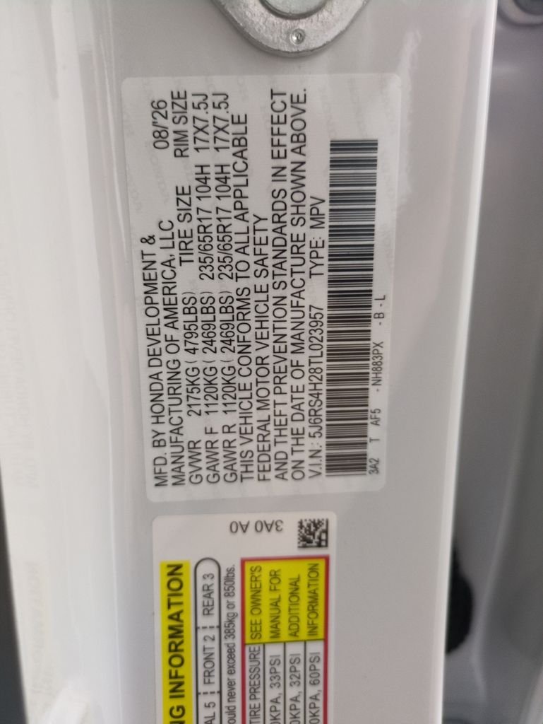 New 2026 Platinum White Pearl Honda LX image 28