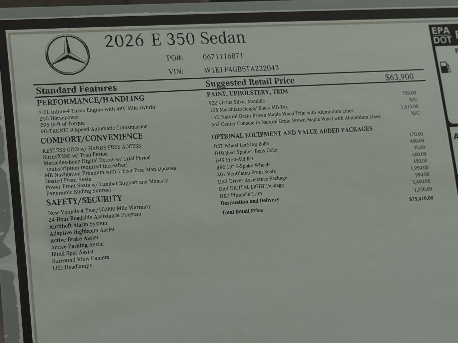 New 2026 Cirrus Silver Metallic Mercedes-Benz E 350 image 46