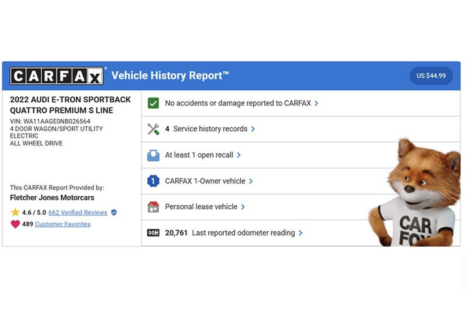 Used 2022 Audi e-tron Sportback Premium with VIN WA11AAGE0NB026564 for sale in Costa Mesa, CA