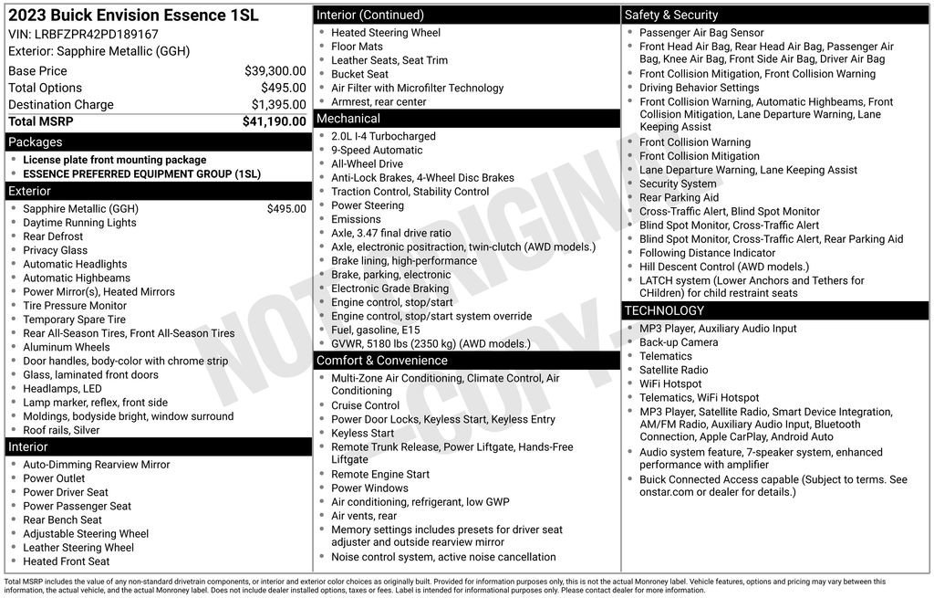 Used 2023 SAPPHIRE METALLIC Buick Essence image 2