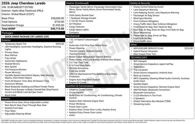 New 2026 Hydro Blue Pearl-Coat Exterior Paint Jeep Laredo image 4