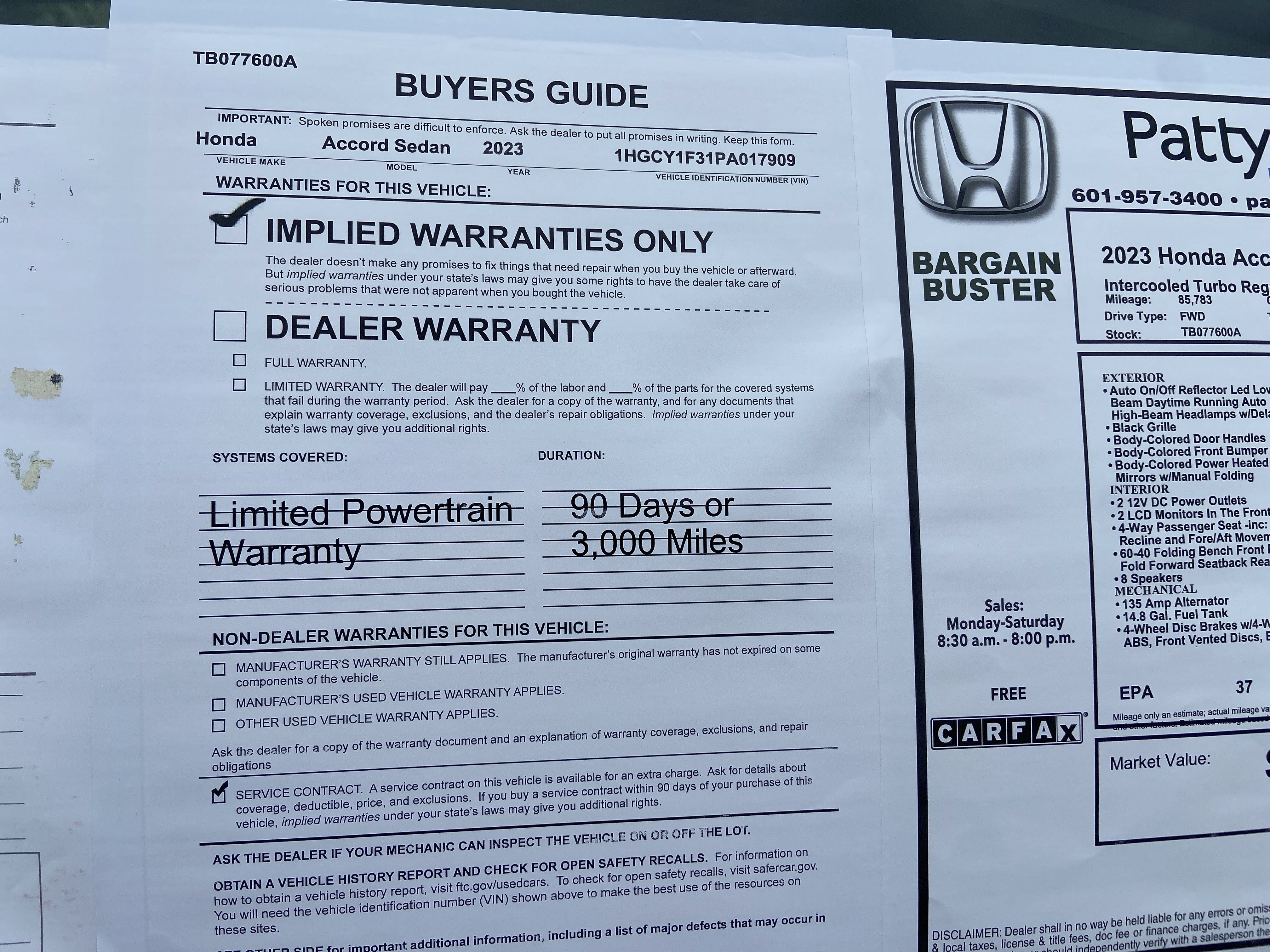 Used 2023 Platinum White Pearl Honda EX image 5