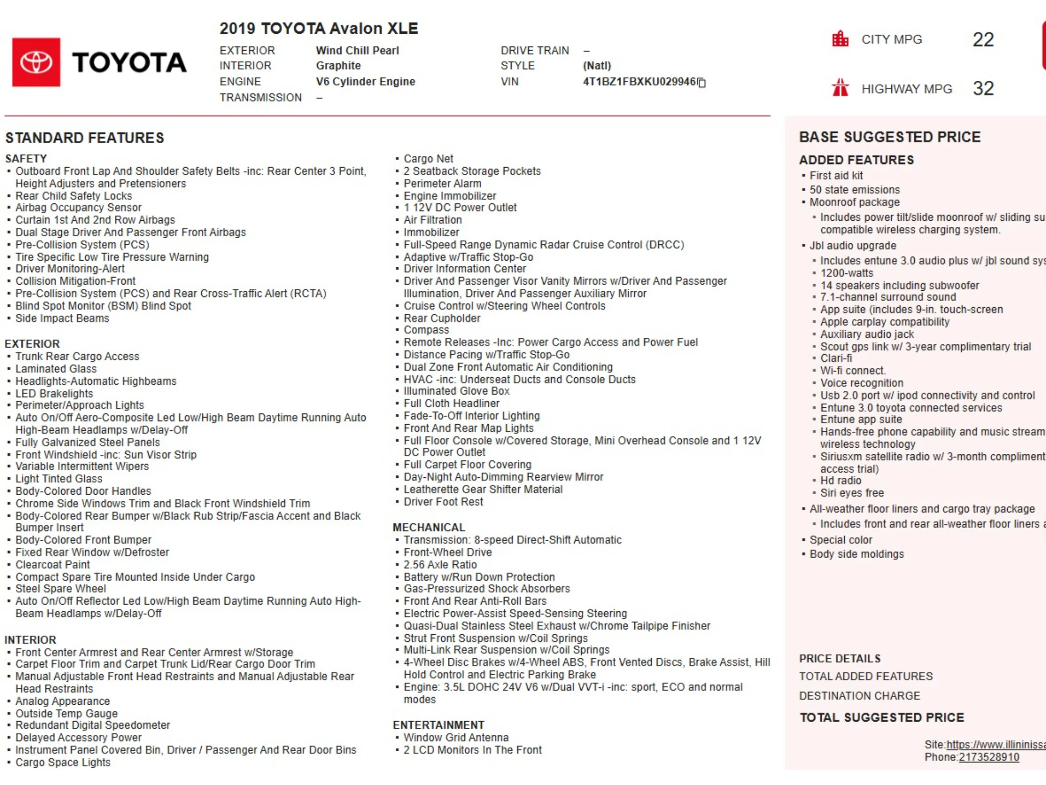 Used 2019 Wind Chill Pearl Toyota XLE image 2