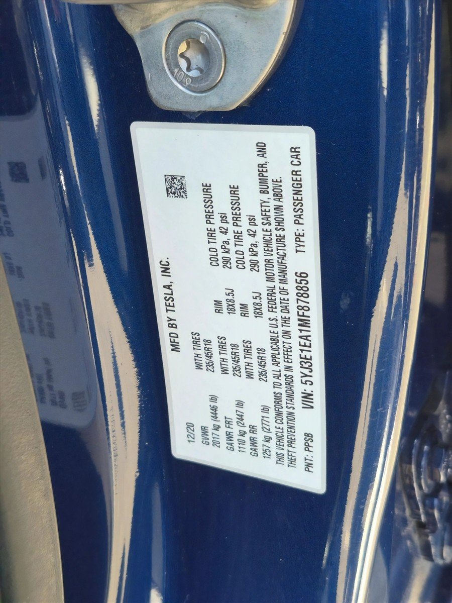 Used 2021 Blue Tesla Standard Range Plus image 24