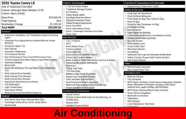 Used 2026 Black Toyota LE image 18
