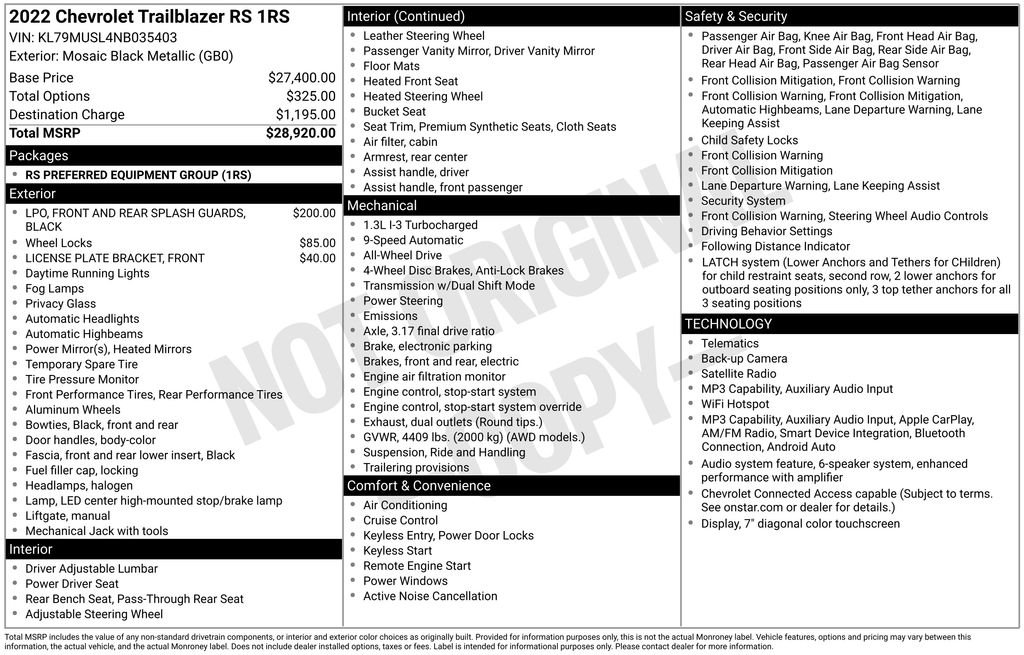 Used 2022 Black Chevrolet RS image 30