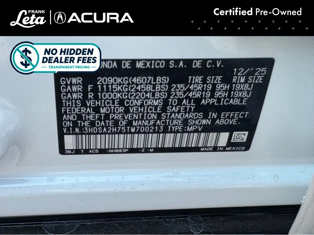 Certified Used 2026 White Acura A-Spec Advance Package image 20