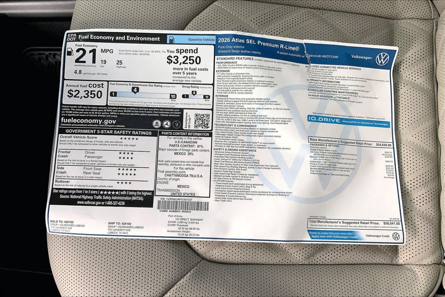 New 2026 Pure Gray Volkswagen 2.0T SEL Premium R-Line image 22