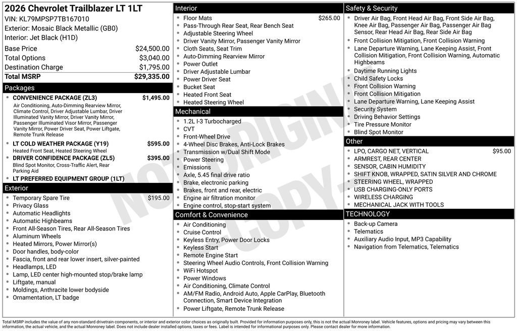 New 2026 Mosaic Black Metallic Chevrolet LT image 5
