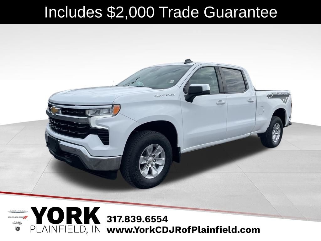 White 2023 Chevrolet Silverado 1500 LT Crew Cab 4WD Pickup Truck Four-Wheel Drive Automatic