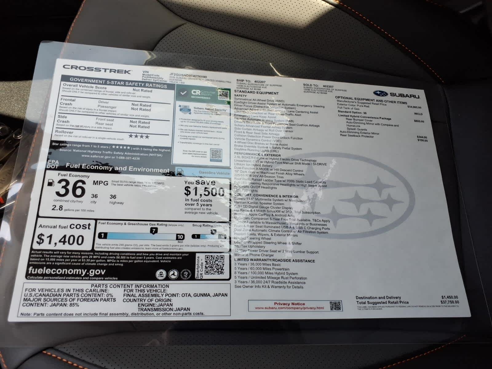 New 2026 PURE RED Subaru Limited Hybrid image 40