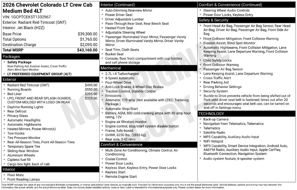 New 2026 Red Chevrolet LT image 40