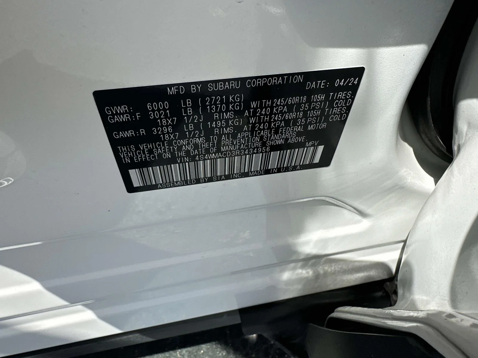 Certified Used 2024 Crystal White Pearl Subaru Premium image 17