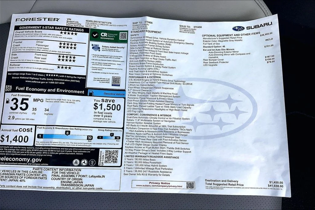 New 2026 MAGNETITE GRAY METALLIC Subaru Limited Hybrid image 14