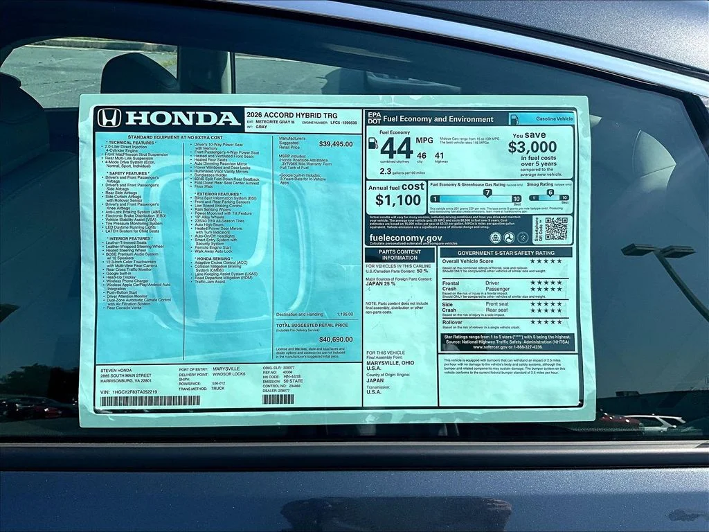 New 2026 Meteorite Gray Metallic Honda Touring Hybrid image 31