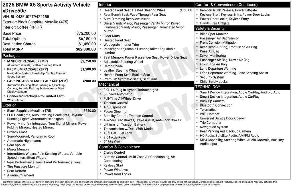 New 2026 Black Sapphire Metallic BMW xDrive50e image 6