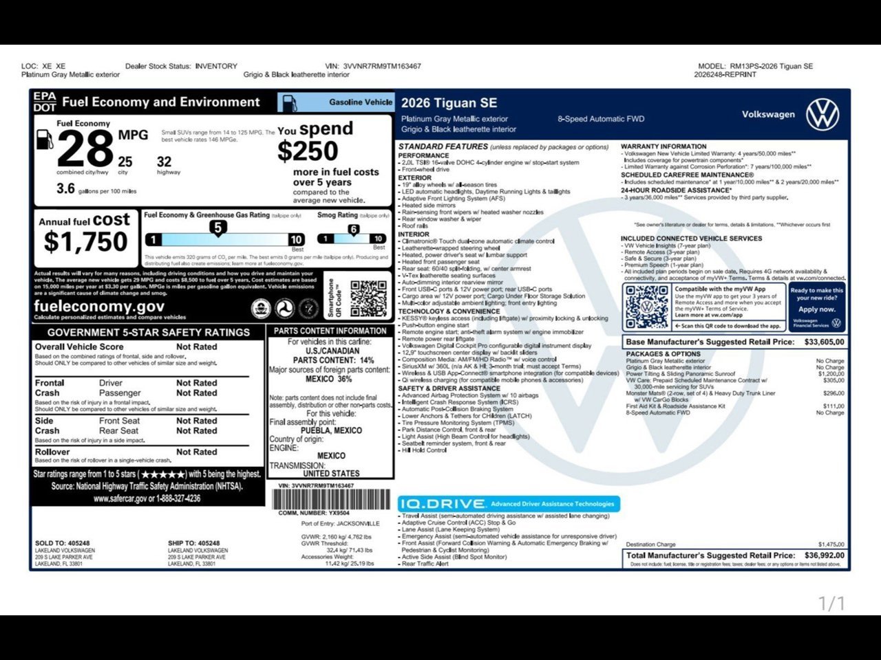 New 2026 Platinum Gray Metallic Volkswagen SE image 4