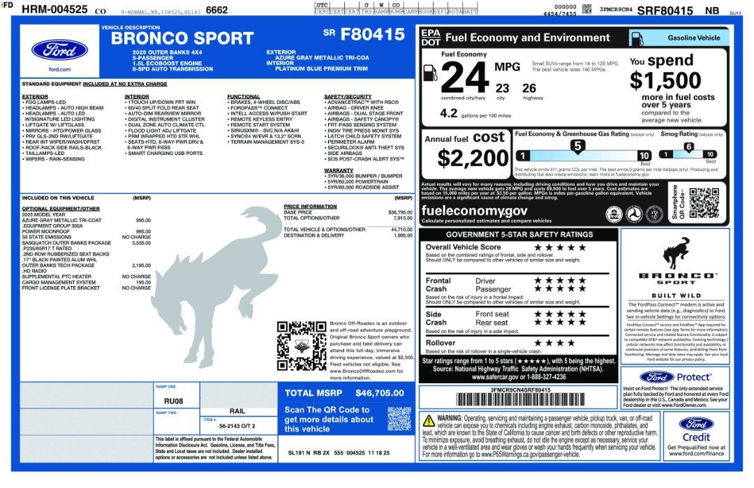 New 2025 Azure Gray Metallic Tri-Coat Ford Outer Banks image 11