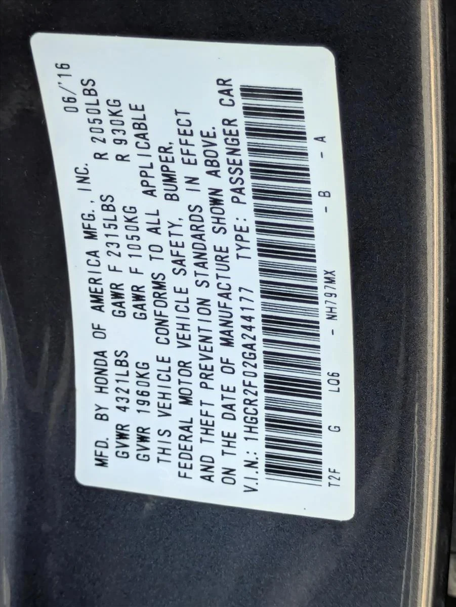 Used 2016 Obsidian Blue Pearl Honda EX image 24