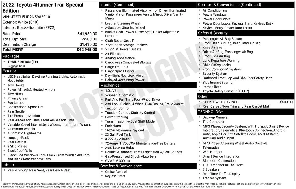 Used 2022 White Toyota Trail image 11
