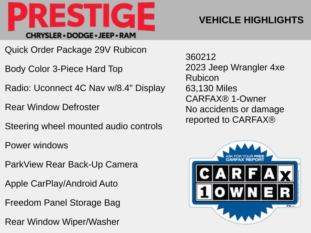 Used 2023 Jeep Wrangler 4xe Rubicon 4XE with VIN 1C4JJXR65PW651052 for sale in Las Vegas, NV