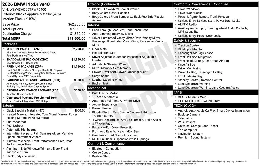 New 2026 Black Sapphire Metallic BMW xDrive40 image 2