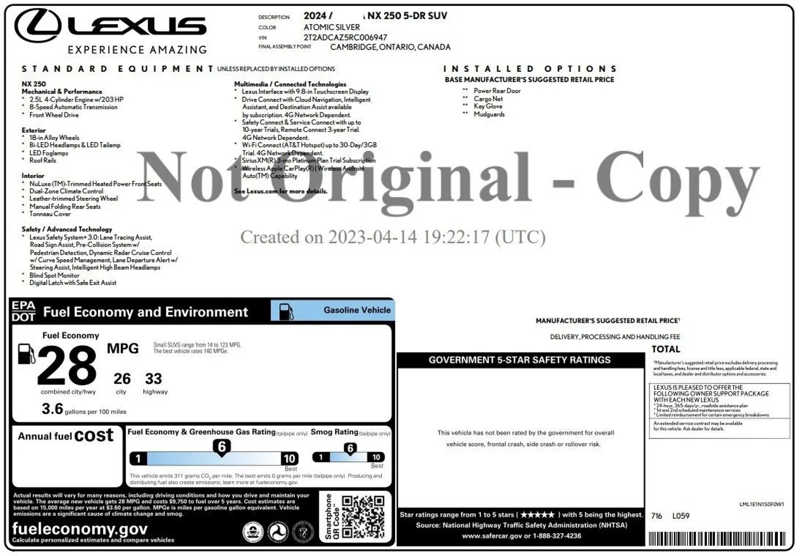 Used 2024 Atomic Silver Lexus NX 250 image 2