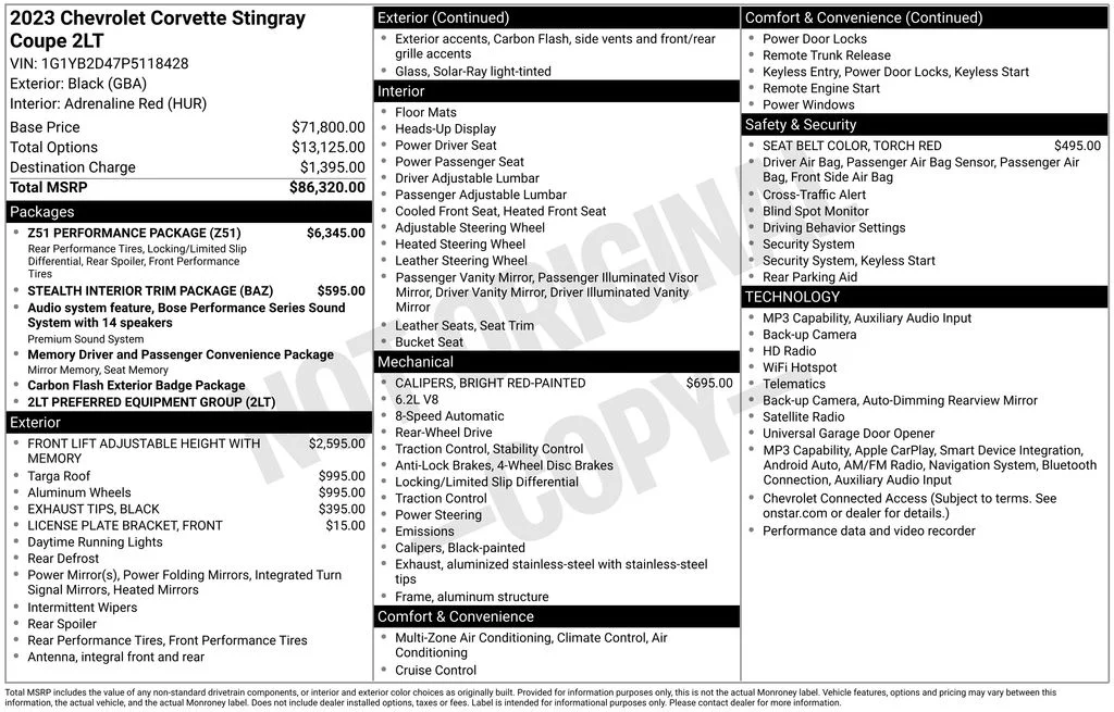 Certified Used 2023 Black Chevrolet Stingray image 36