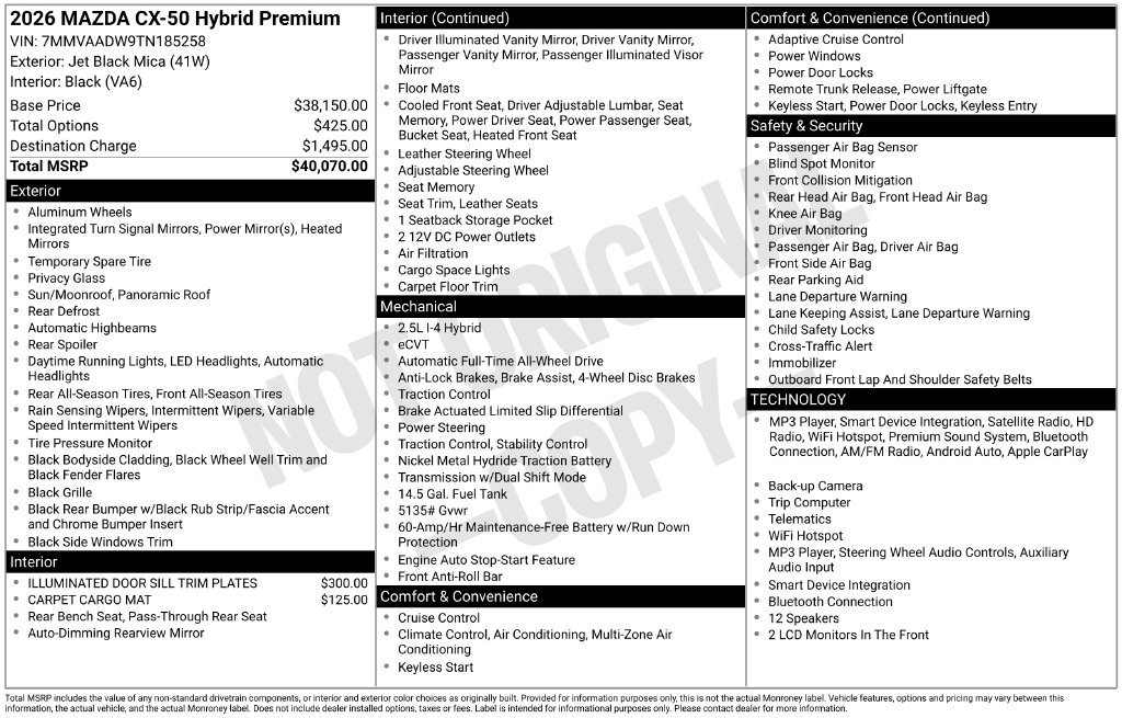 New 2026 Jet Black Mica Mazda Premium AWD image 3