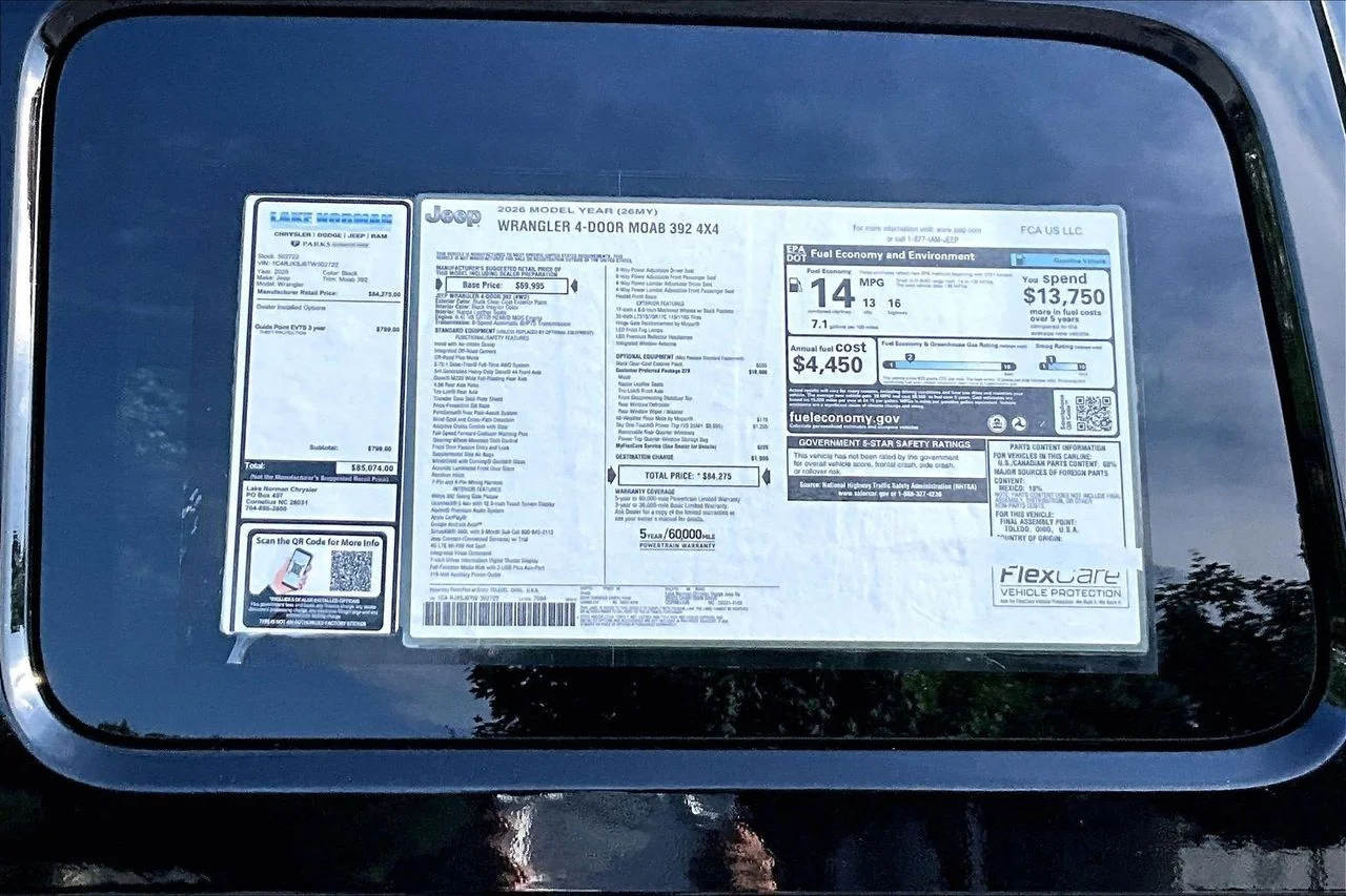 New 2026 Black Clear-Coat Exterior Paint Jeep Moab 392 image 34