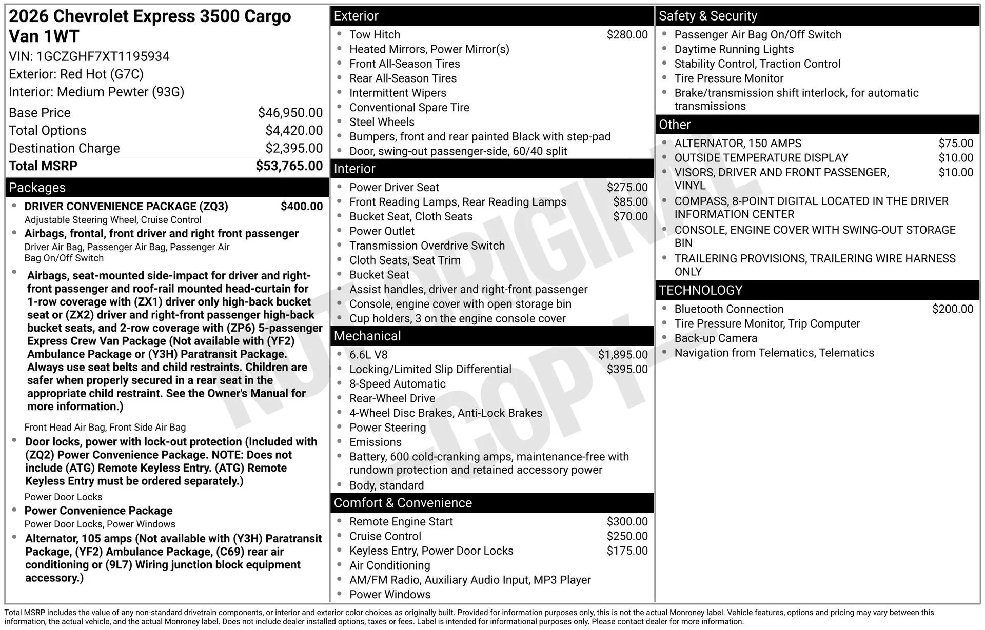 New 2026 Red Hot Chevrolet WT image 3