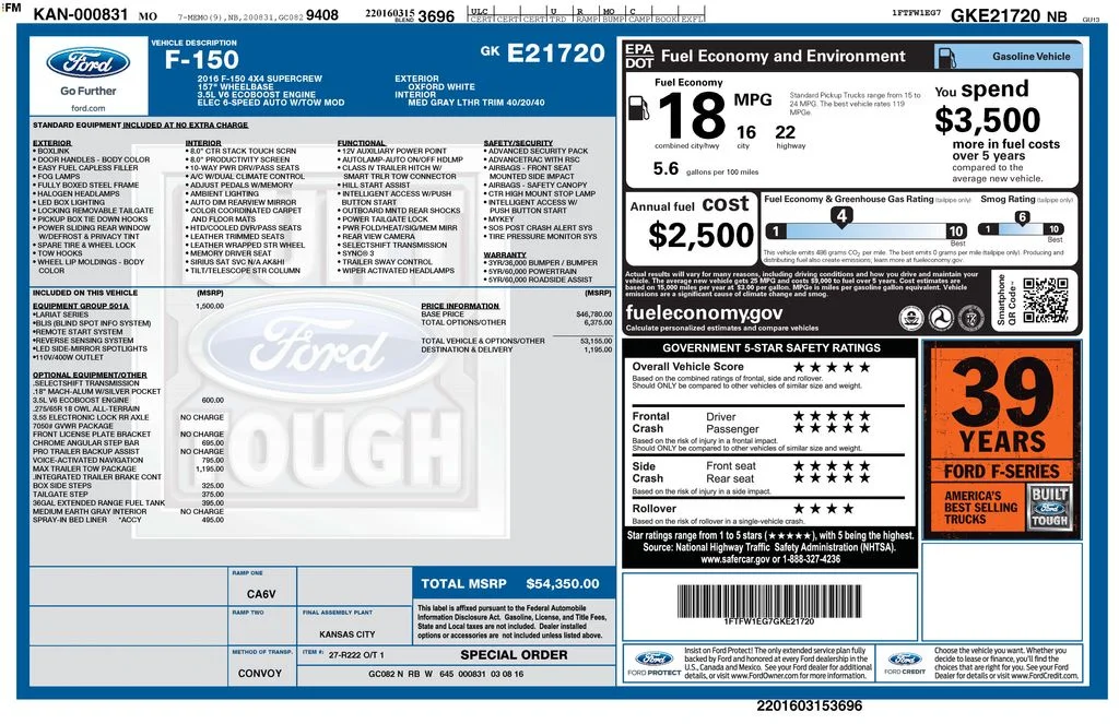 Used 2016 White Ford Lariat image 7
